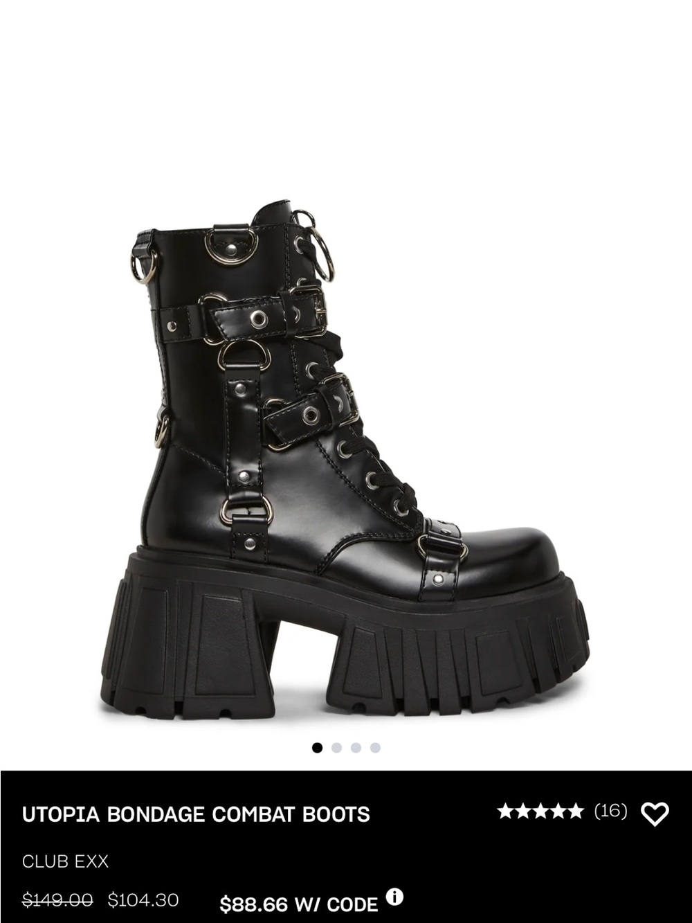 Dolls Kill Black Utopia Platform Combat Boots